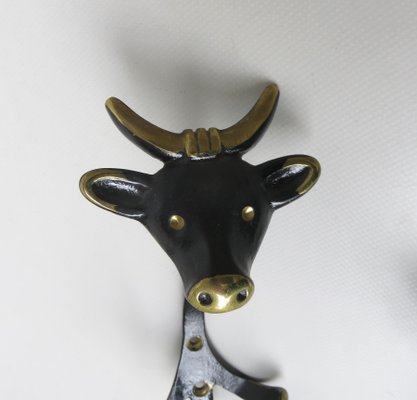 Black Brass Animal Cloakroom Hook by Walter Bosse, 1950s, Set of 12-EY-1403058