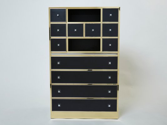 Black Brass & Chrome Cabinet by Michel Pegeres, 1970s-YJA-1166491