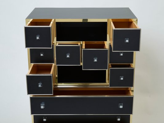 Black Brass & Chrome Cabinet by Michel Pegeres, 1970s-YJA-1166491