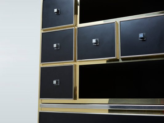 Black Brass & Chrome Cabinet by Michel Pegeres, 1970s-YJA-1166491