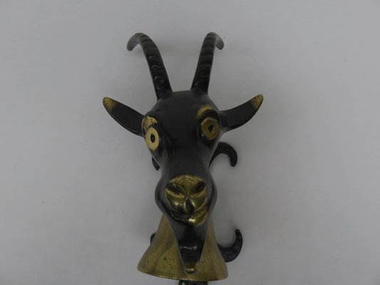 Black Brass Goat Door Bell by Walter Bosse, 1950s-EY-666451