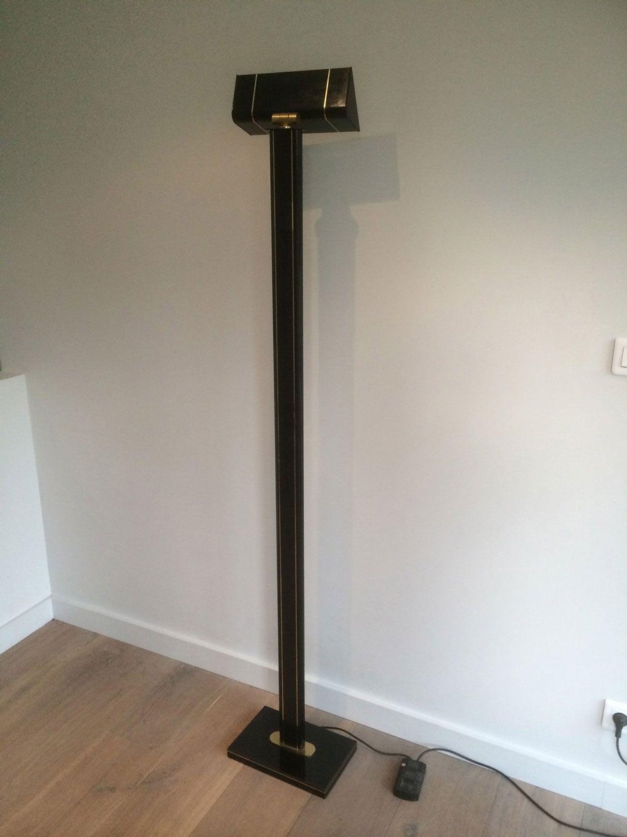 Black Brass Lacquered Parquet Floor Lamp