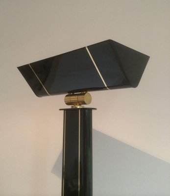 Black Brass Lacquered Parquet Floor Lamp-BA-1365831