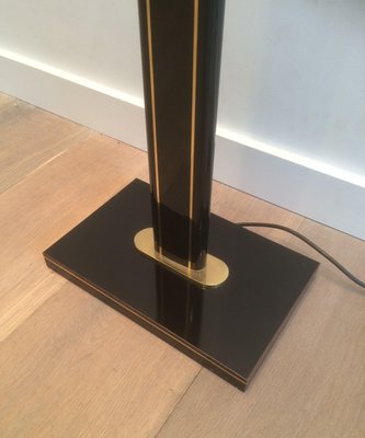 Black Brass Lacquered Parquet Floor Lamp-BA-1365831