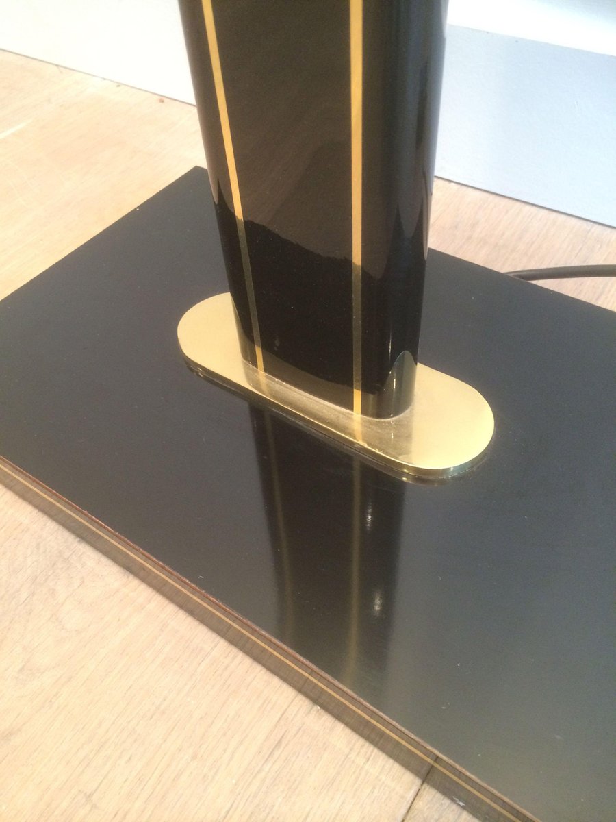 Black Brass Lacquered Parquet Floor Lamp