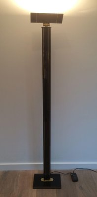 Black Brass Lacquered Parquet Floor Lamp-BA-1365831