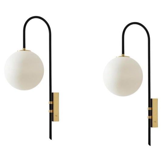 Black Brass Wall Lamp 06 by Magic Circus Editions, Set of 2