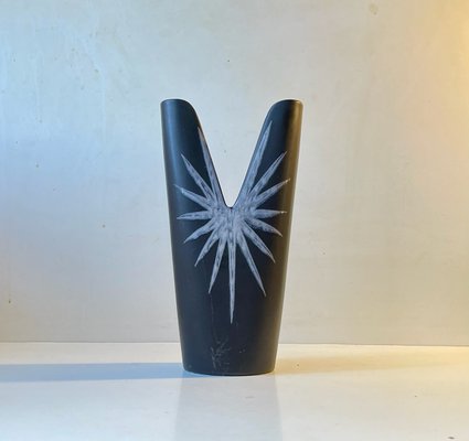 Black Burgundia Vase in Ceramic by Svend Aage Holm-Sørensen for Søholm, 1950s-LCR-1225768