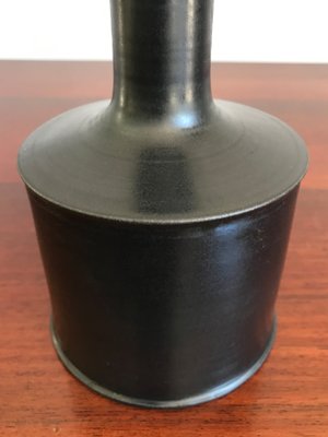 Black Ceramic Bottle Vase by Franco Bucci, Pesaro, 1970s-CC-698644