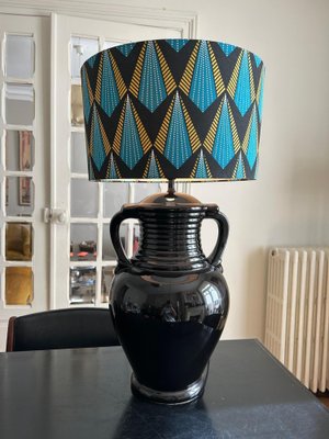 Black Ceramic Lamp, 1970s-AVC-1744351