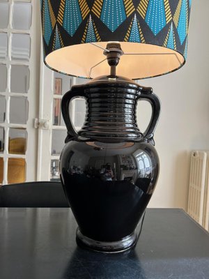 Black Ceramic Lamp, 1970s-AVC-1744351