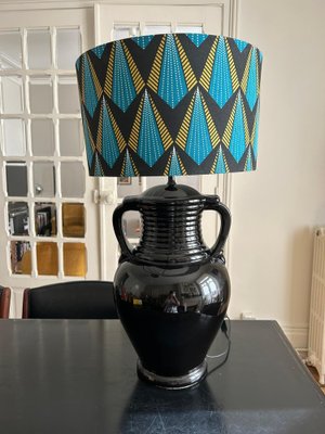 Black Ceramic Lamp, 1970s-AVC-1744351