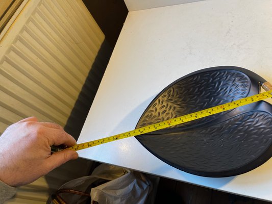 Black Ceramic Leaf Dish with Rattan by Ivar Jensen for Hedehus Keramik, 1960s-LCR-1228770