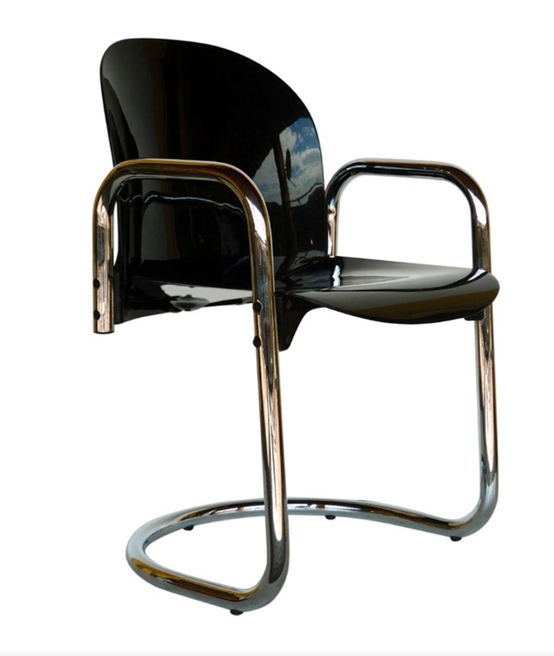 Black Chrome Dessau Tubular Chair by Tobia & Afra Scarpa for B&B Italia, 1970