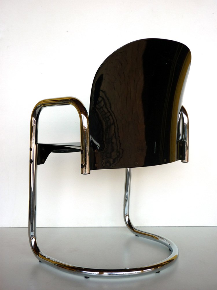 Black Chrome Dessau Tubular Chair by Tobia & Afra Scarpa for B&B Italia, 1970