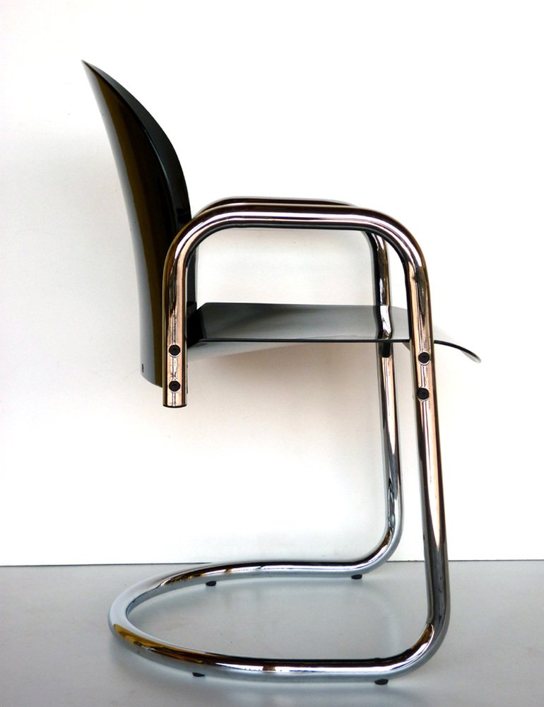 Black Chrome Dessau Tubular Chair by Tobia & Afra Scarpa for B&B Italia, 1970