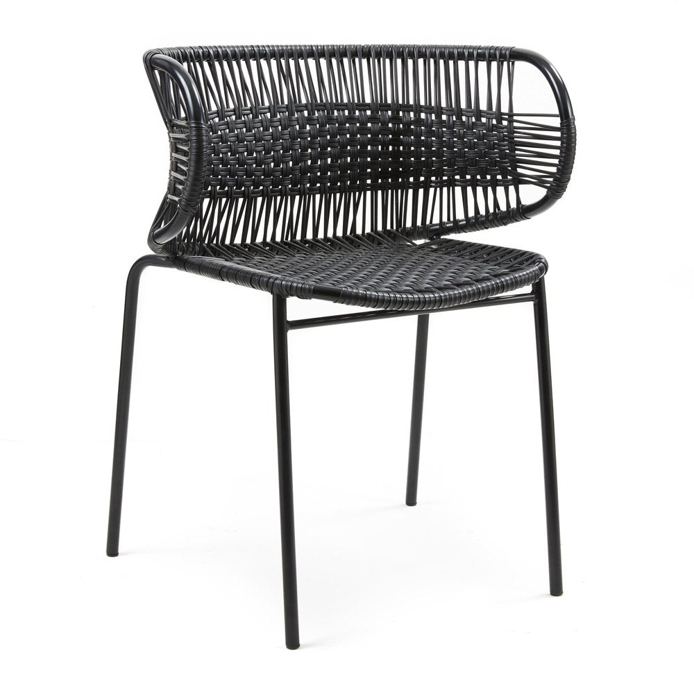 Black Cielo Stacking Chair with Armrest by Sebastian Herkner