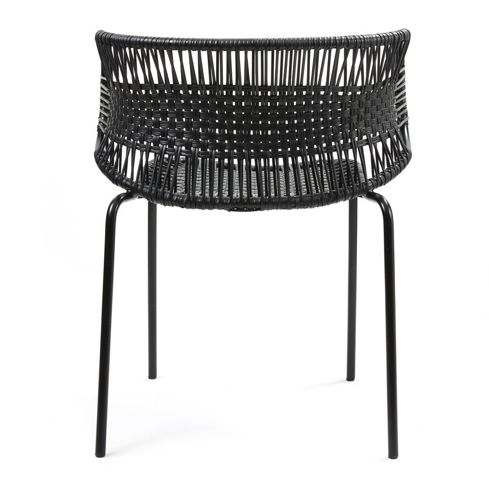 Black Cielo Stacking Chair with Armrest by Sebastian Herkner