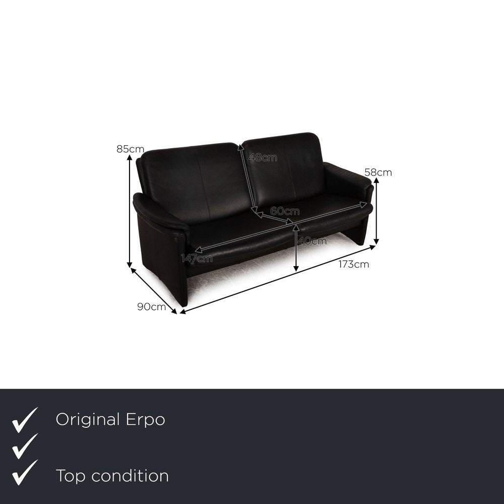 Black City Leather 2-Seater Sofa from Erpo