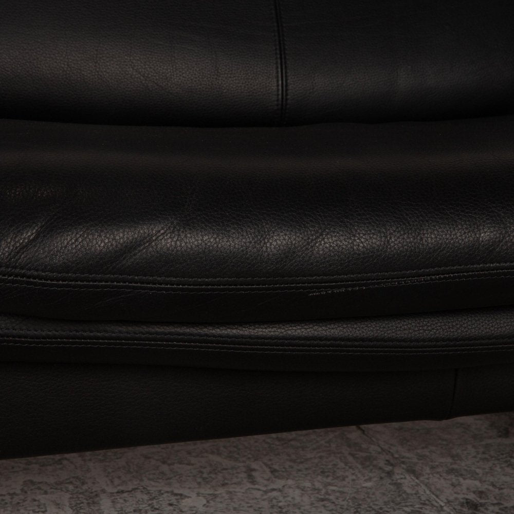 Black City Leather 2-Seater Sofa from Erpo