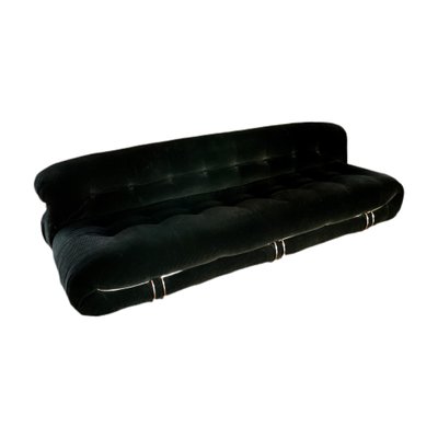 Black Corduroy 3-Seater Soriana Sofa by Afra & Tobia Scarpa for Cassina, 1972-RPH-899139