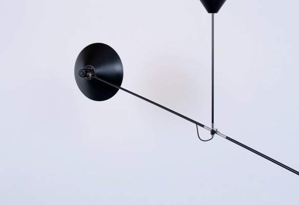 Black Counterbalance Ceiling Lamp by J. J. M. Hoogervorst for Anvia, 1950s-XT-1348244