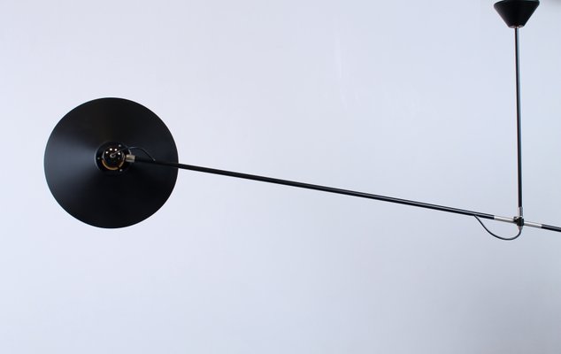 Black Counterbalance Ceiling Lamp by J. J. M. Hoogervorst for Anvia, 1950s-XT-1348244