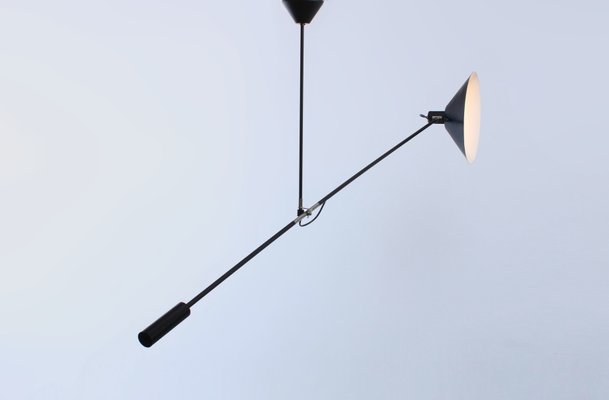 Black Counterbalance Ceiling Lamp by J. J. M. Hoogervorst for Anvia, 1950s-XT-1348244