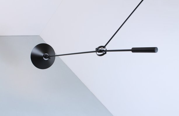 Black Counterbalance Ceiling Lamp by J. J. M. Hoogervorst for Anvia, 1970s-XT-1340848