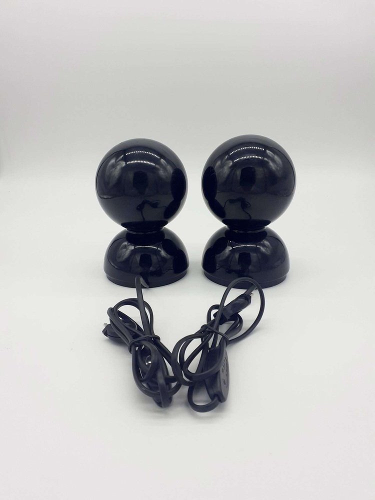 Black Eclipse Table Lamps by Vico Magistretti for Artemide, Italy, 1966, Set of 2