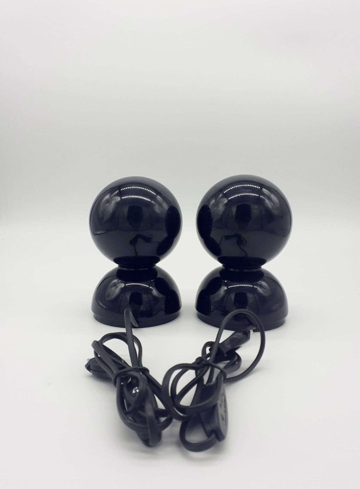 Black Eclipse Table Lamps by Vico Magistretti for Artemide, Italy, 1966, Set of 2