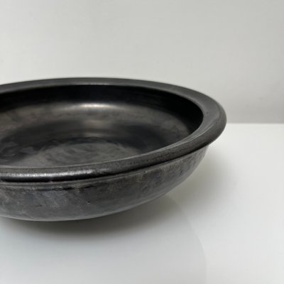 Black Enamel Ceramic Pedestal Bowl by Jean Marais-XOM-2025976