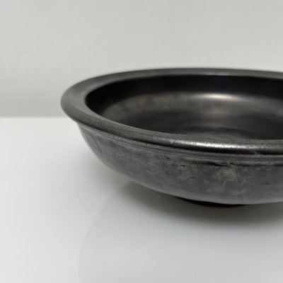 Black Enamel Ceramic Pedestal Bowl by Jean Marais-XOM-2025976