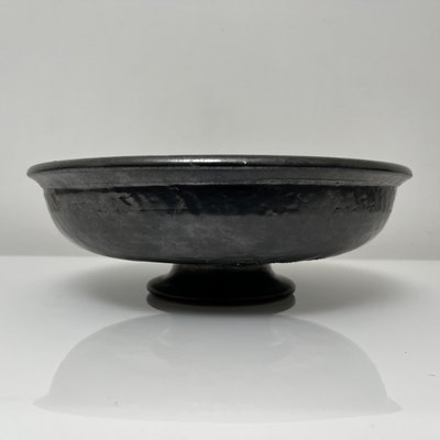 Black Enamel Ceramic Pedestal Bowl by Jean Marais-XOM-2025976