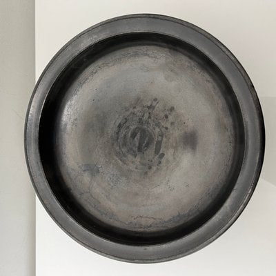 Black Enamel Ceramic Pedestal Bowl by Jean Marais-XOM-2025976