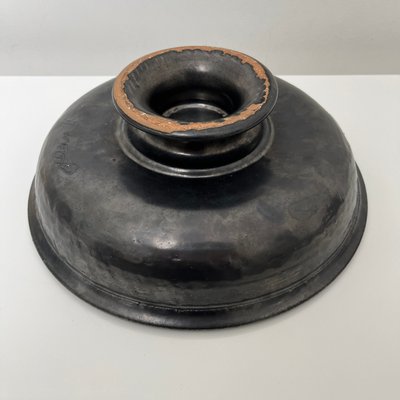 Black Enamel Ceramic Pedestal Bowl by Jean Marais-XOM-2025976