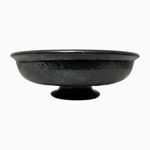 Black Enamel Ceramic Pedestal Bowl by Jean Marais-XOM-2025976