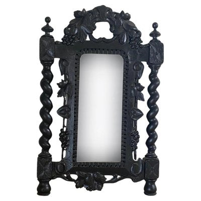 Black Facet Cut Wood Wall Mirror, Austria, 1900s-UR-1757270