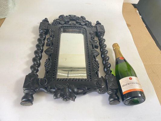 Black Facet Cut Wood Wall Mirror, Austria, 1900s-UR-1757270