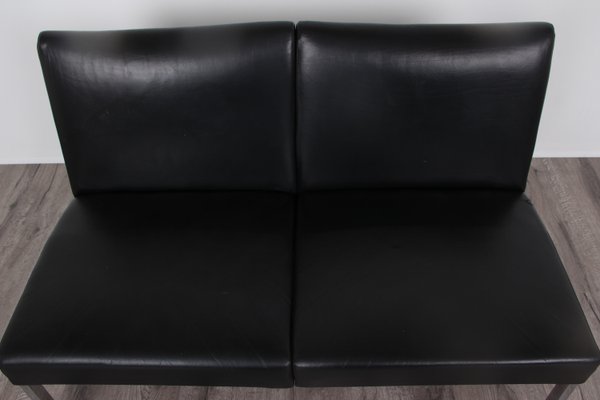 Black Faux Leather and Chrome-Plated Frame Sofa from Wilkhahn, 1970s-DQ-2035525