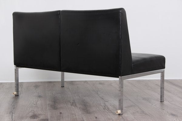 Black Faux Leather and Chrome-Plated Frame Sofa from Wilkhahn, 1970s-DQ-2035525