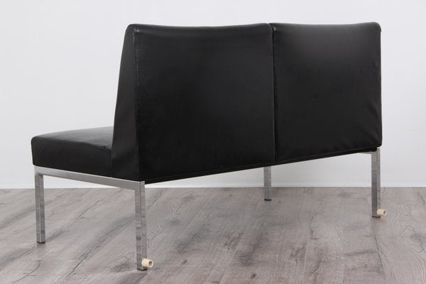 Black Faux Leather and Chrome-Plated Frame Sofa from Wilkhahn, 1970s-DQ-2035525