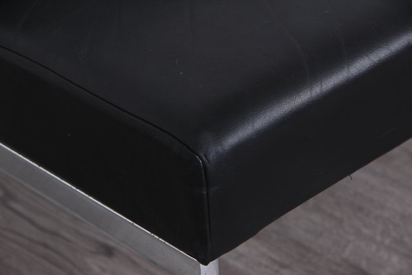 Black Faux Leather and Chrome-Plated Frame Sofa from Wilkhahn, 1970s-DQ-2035525