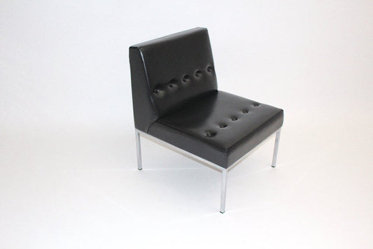 Black Faux Leather Cubus Lounge Chair, 1960s