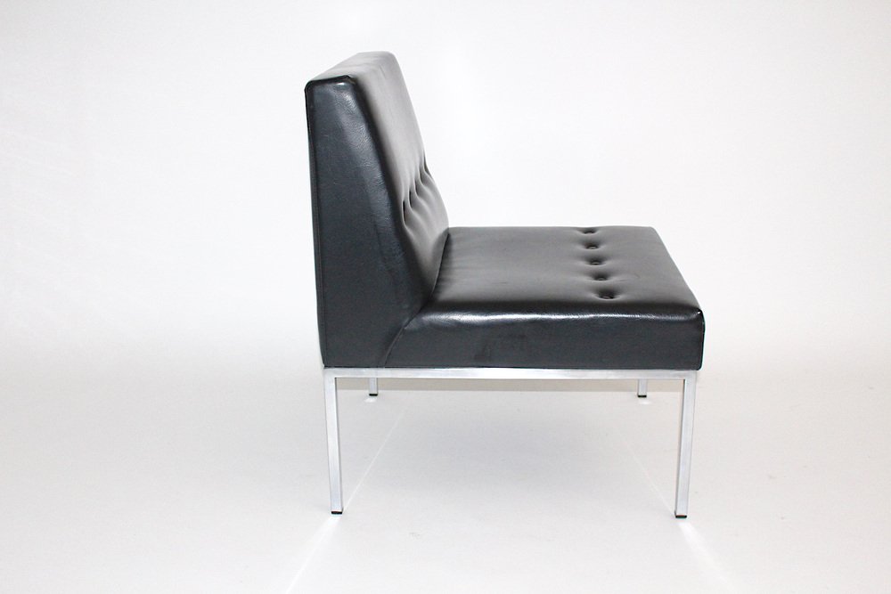 Black Faux Leather Cubus Lounge Chair, 1960s