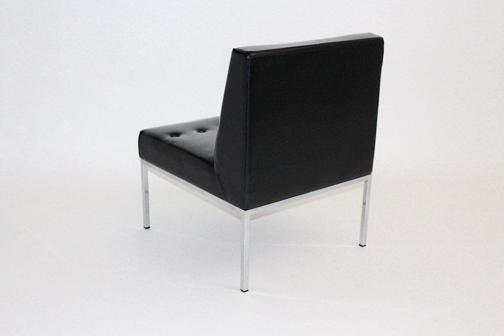 Black Faux Leather Cubus Lounge Chair, 1960s