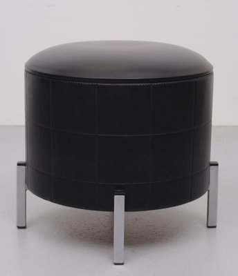 Black Faux Leather Sewing Stool, 1960s-GCG-1275373