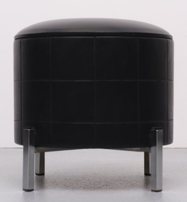 Black Faux Leather Sewing Stool, 1960s-GCG-1275373