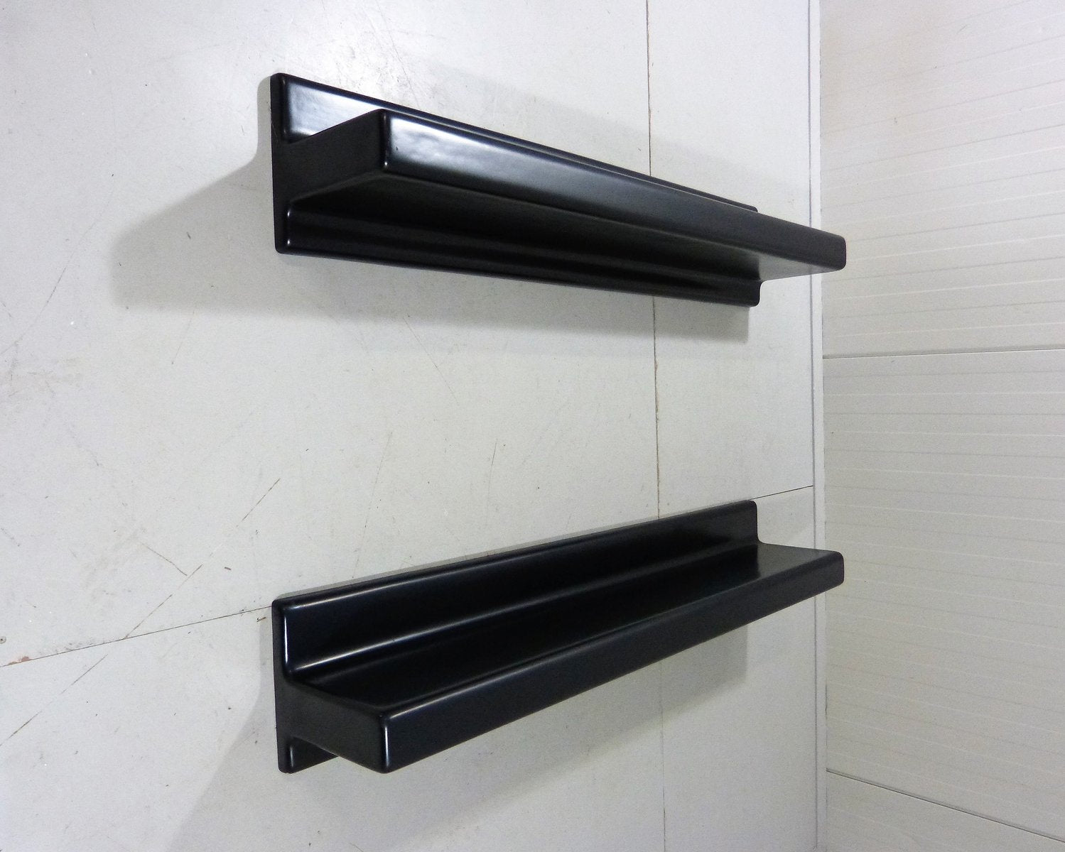 Black Fiberglass Wall Shelves, 1960s, Set of 2