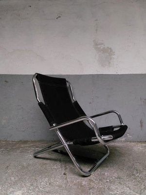 Black Folding Chair in Chrome, 1980s-AIF-1795937